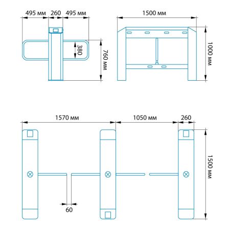 Центральный модуль распашного турникета Блокпост СДВ 1000 Центральный модуль распашного турникета Блокпост СДВ 1000