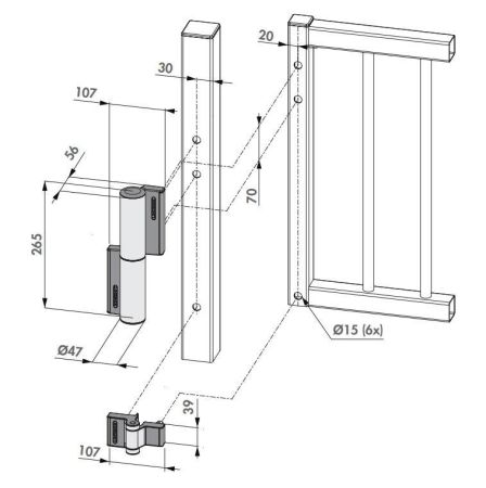 Гидравлический доводчик Locinox Tiger и петля два-в-одном, 180°
