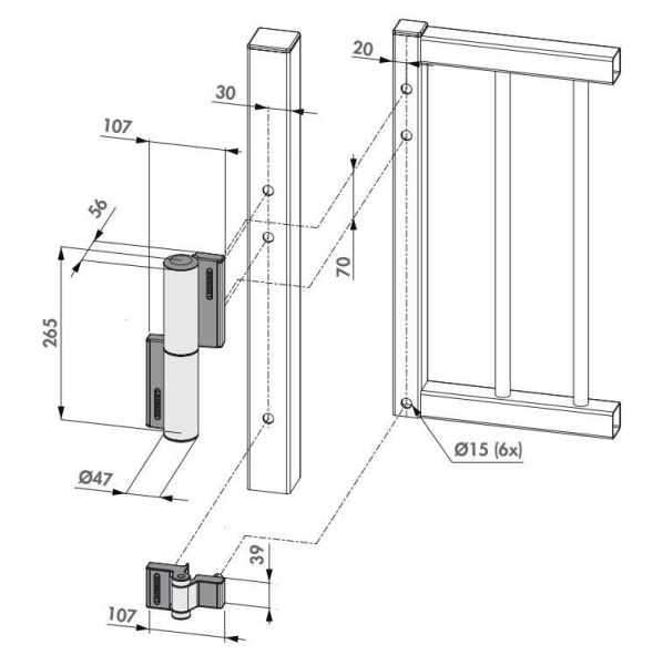 Гидравлический доводчик Locinox Tiger и петля два-в-одном, 180° Гидравлический доводчик Locinox Tiger и петля два-в-одном, 180°