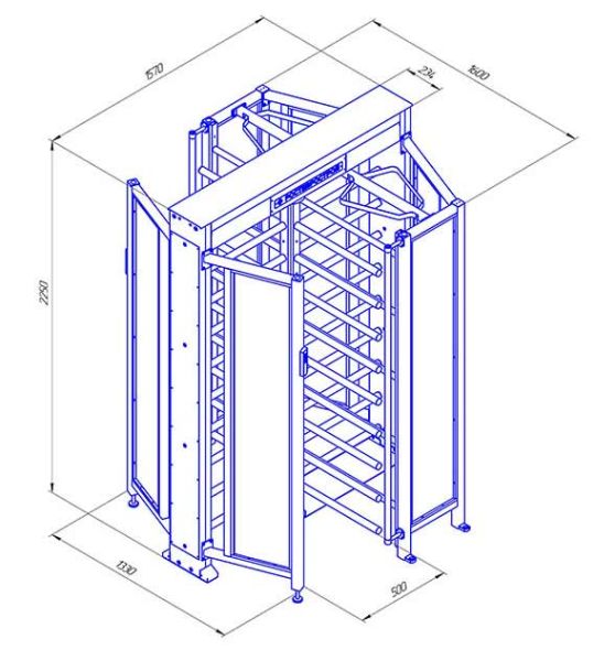 Турникет полноростовой Ростов-Дон ПР1С/4М2 НЕРЖ с ограждением из закаленного стекла