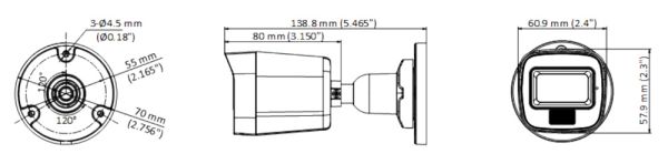 Уличная 5 Мп HD-TVI видеокамера Hiwatch DS-T500A(B) (3.6 мм) с подсветкой EXIR/LED и микрофоном (AoC)
