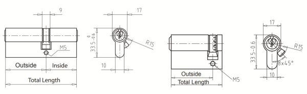Евроцилиндр dormakaba E-SP, ключ-вертушка, никель, 5 ключей