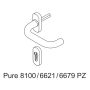 Комплект ручек dormakaba Pure 8100 / 6621 / 6679 для профильных дверей