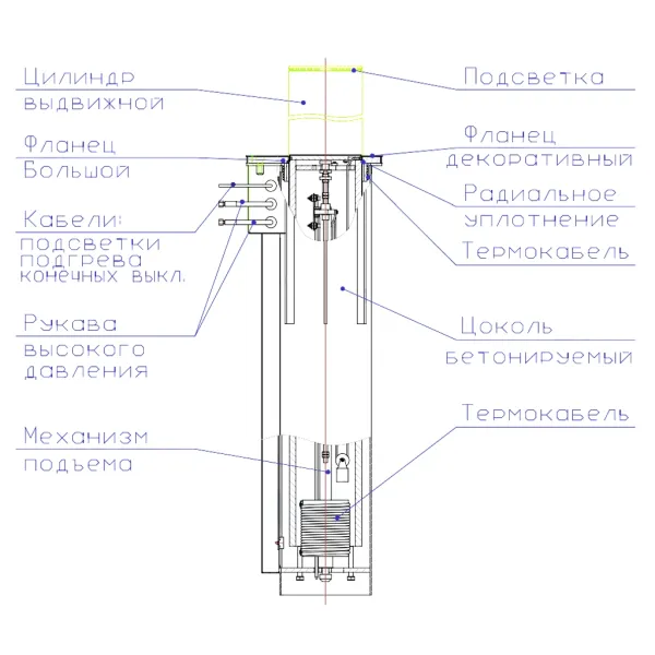 Противотаранный боллард Silar ДПС 32.100.18Г с внешней гидростанцией