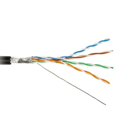 Кабель витая пара Hyperline FUTP4-C5E-S24-OUT-LSZH-BK-500, экранированный, внешний