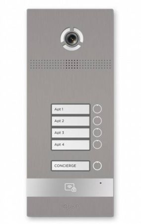 Вызывная панель на 4 абонента Bas-IP BI-04FB Silver с идентификацией по смартфону и распознаванием лиц
