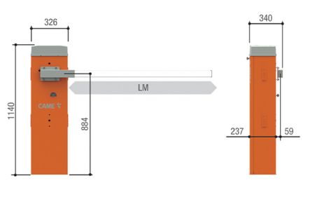 Тумба шлагбаума Came GLT40AOS с возможностью установки дополнительных принадлежностей (803BB-0370)