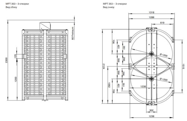 Полноростовой механический двухпроходной турникет Magnetic MPT 350 (MPT350CZ300), трехлопастной