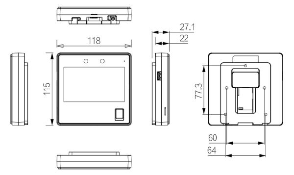 Биометрический терминал доступа AI Dahua DHI-ASI3213A-W с распознаванием лиц и Mifare карт