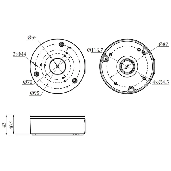 Монтажная коробка RVi-1BMB-10 white для видеокамеры
