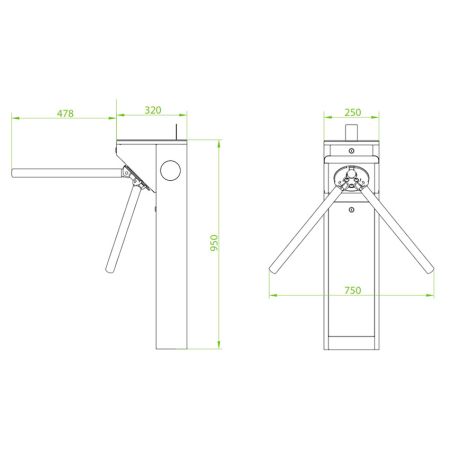 Турникет-трипод тумбовый ZKTeco mTS1000 Pro QR (с планками Антипаника)