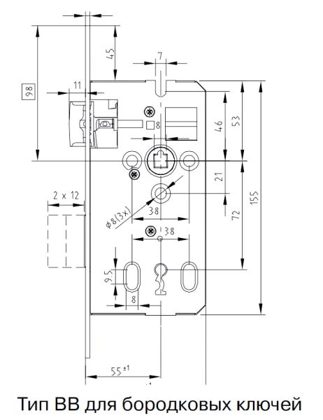 Механический замок dormakaba Gege 170 BB 72/55/8 F=20 Механический замок dormakaba Gege 170 BB 72/55/8 F=20