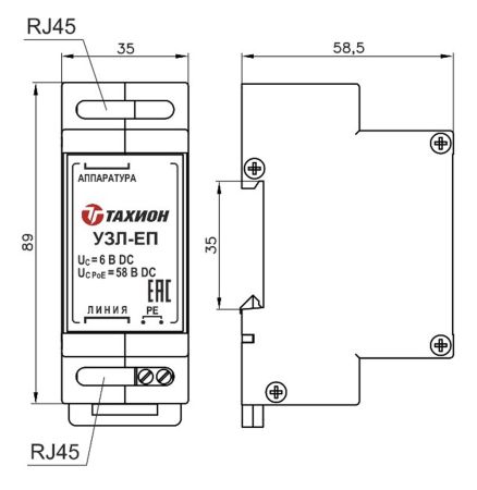 Устройство Тахион УЗЛ-ЕП для защиты портов в сети Ethernet c питанием РоЕ