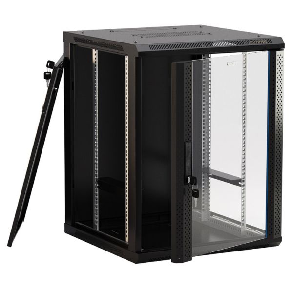 Шкаф настенный Hyperline TWB-1266-GP-RAL9004, 19", 12U