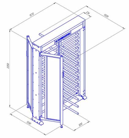 Турникет полноростовой 4-х лопастной со стеклом Ростов-Дон ПР1ЛС/4М2