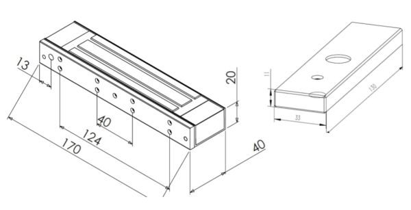 Электромагнитный замок ZKTeco LM-1805, 180 кг