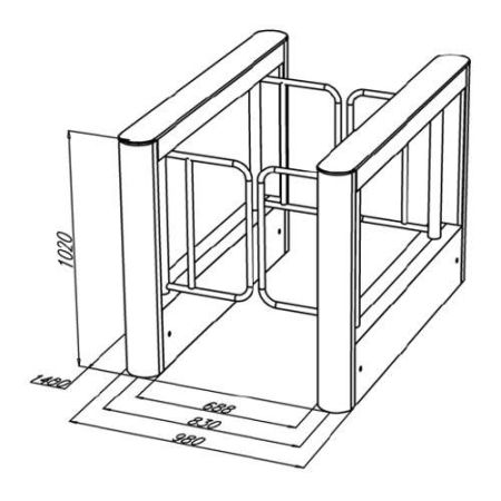 Боковой модуль турникета с распашными створками ОМА-86.886 (V8) из нержавеющей стали с картоприемником