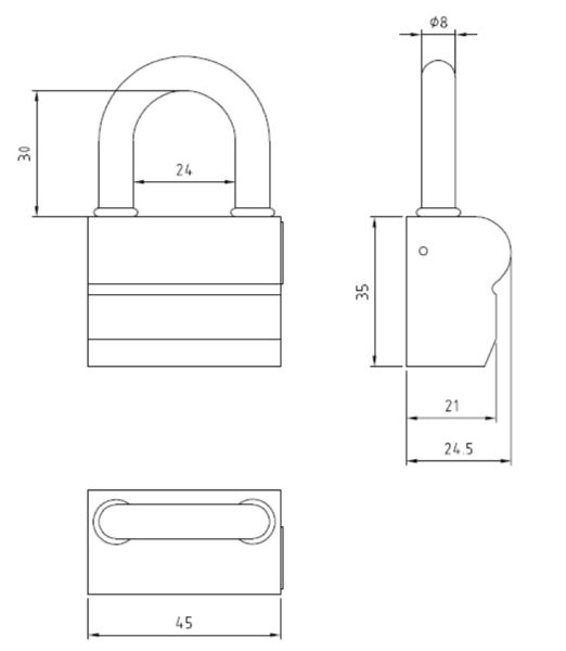 Навесной замок dormakaba VHZ.45, pextra plus, 2 ключа