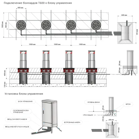 Гидравлический боллард Блокпост Т600 Telescopic из нержавеющей стали