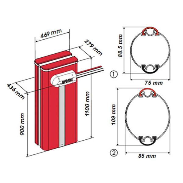 Комплект автоматического шлагбаума Faac B680H/8 c составной стрелой 8.3 м, дюралайт, лампа, батарея