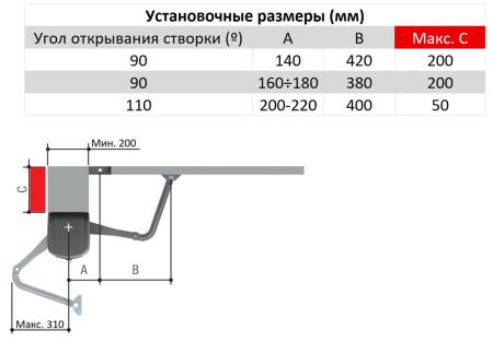 Рычажный самоблокирующийся привод Came FA70230CB с шарнирным рычагом передачи