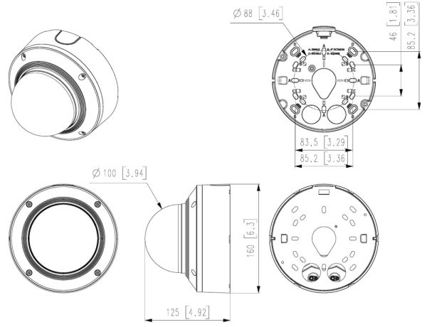 Купольная антивандальная IP-видеокамера 2Мп Wisenet XND-6083RV (2.8-12 мм)