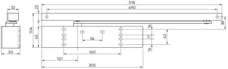 Доводчик дверной кулачковый dormakaba TS 92 XEA 1-4 B, серый P600