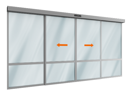 Автоматическая раздвижная дверь Doorhan (две подвижных и неподвижных лайтстворки) для привода AD-SP