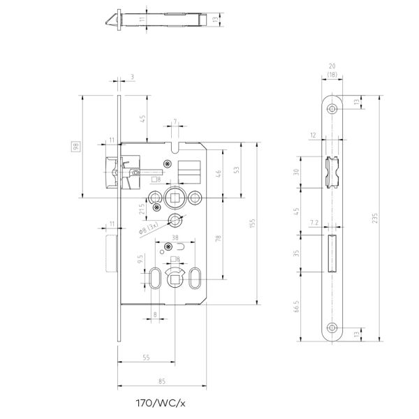 Механический замок dormakaba Gege 170 WC 78/55/8 F=20