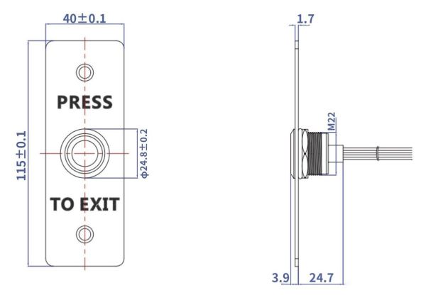 Кнопка выхода ZKTeco EB101, врезная