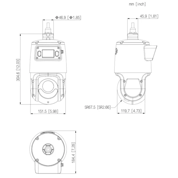 Двойная PTZ видеокамера 4Мп Dahua DH-SDT4E225-4F-GB-A-PV1-0280-S2 с ИИ и активным сдерживанием