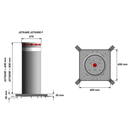 Блокиратор дорожный Faac J275 F (600 мм) стационарный