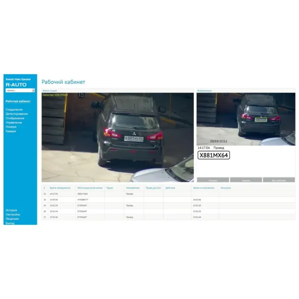 ПО RVi Rubezh Video Operator Распознавание номеров R-Auto. Детектор транспорта