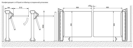 Моторизованная калитка Magnetic mSwing с стеклянной створкой 994x1000 мм