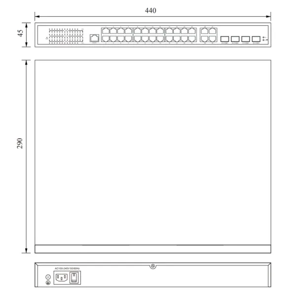 PoE-коммутатор RVi-1NSM24G-4C управляемый L2 сетевой