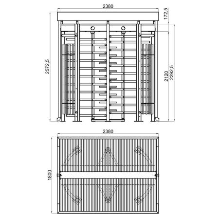 Турникет полноростовой двухпроходной Came Guardian BTX 300 D ROOF (PSGD3BROOF), с крышей