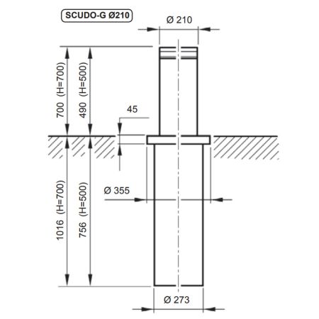 Подъемный механический боллард BFT SCUDO G 220/470 -4